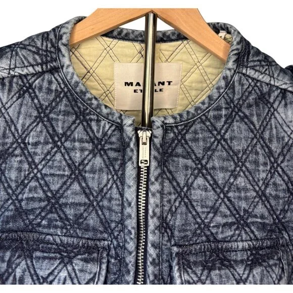 Isabel Marant Étoile Deliona Quilted Jacket – Light Blue | Size 2 - Picture 10 of 16